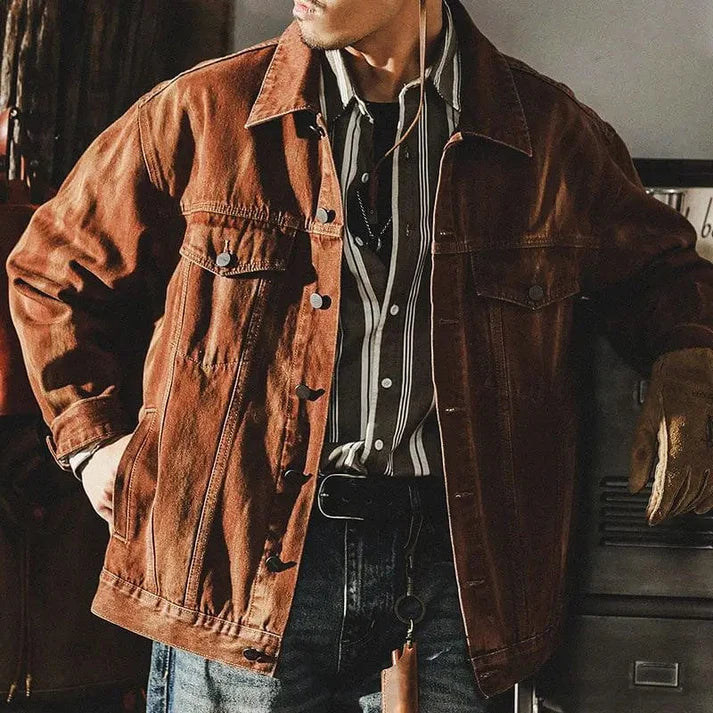 W&W Mode | Braune Denim Jacke Für Herren