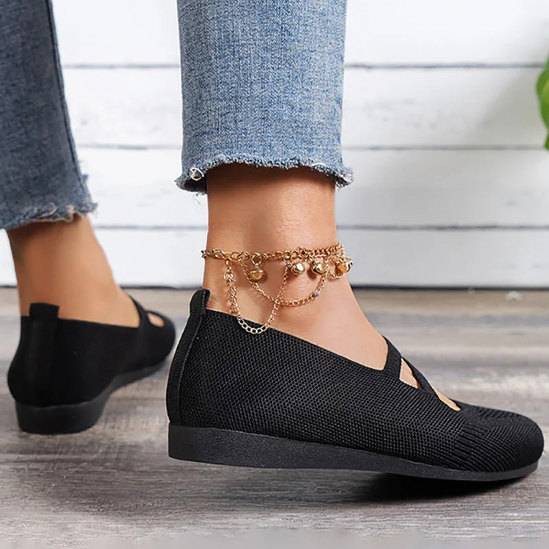WW | Flache Slipper Mit Riemen Über Dem Spann Und Flacher Sohle Für Damen