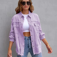 Damenjacke aus Denim mit rohen Kanten