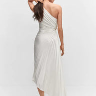 WW | One Shoulder Plissee Midi Kleid