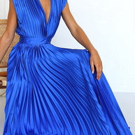 WW | Hallo Schöne Satin Plissee Midi Kleid