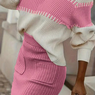 WW | teilige Strickset - Pullover mit langen Ärmeln und schmalem Midirock