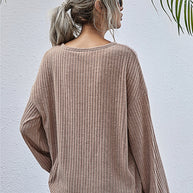 WW Rundhals Lanternärmel Lässiges Gestricktes Oberteil