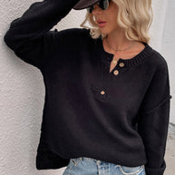 WW Solid Color Übergrößen V-Ausschnitt Pullover