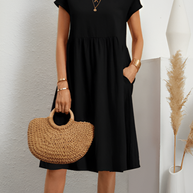 WW | Damen Baumwoll Leinen Midi Kleid