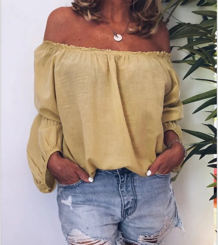 W&W Mode | Off Shoulder Bluse Mit Eleganten Ballonärmeln