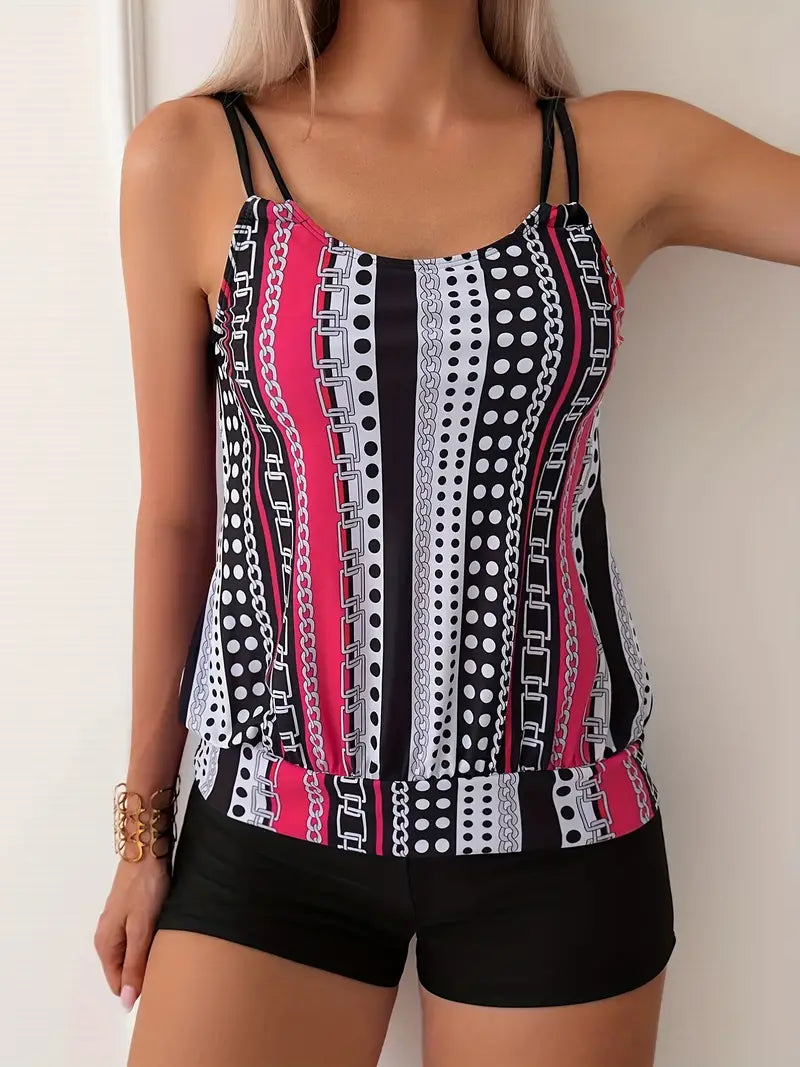 WW | Gestreifter Tankini mit Druck