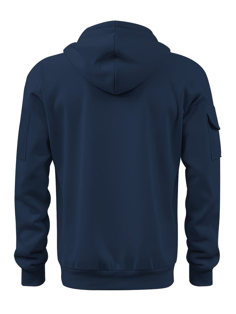 WW | Street Style Herren Fleece gefütterter Hoodie mit mehreren Reißverschlusstaschen