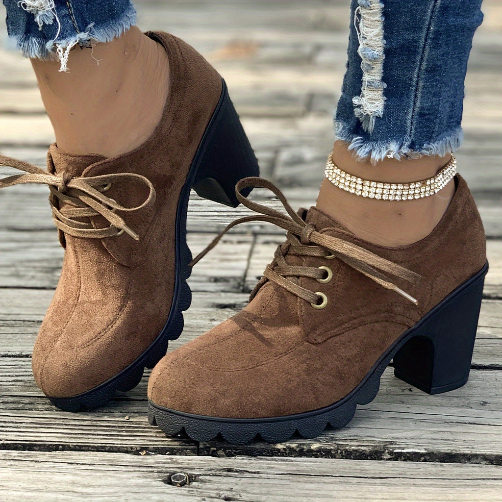 WW | Einfache Damen Plateauschuhe Mit Schnürsenkeln