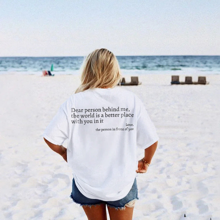 W&W Mode | Damen T-Shirt Mit Rundhalsausschnitt Und Slogan
