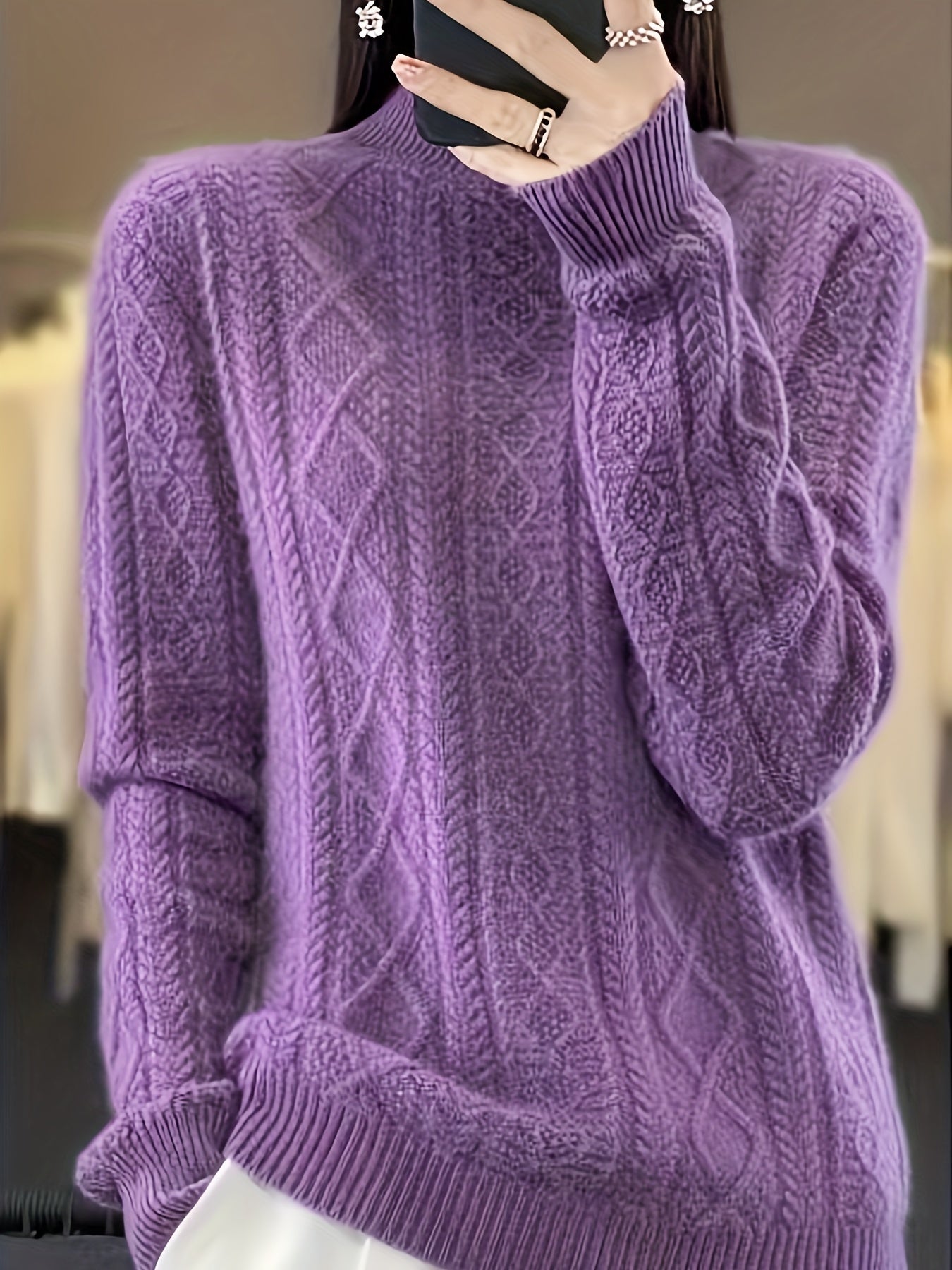WW |  Wollstrickpullover mit gemütlichen langen Ärmeln Pullover Damen - Perfekt für Freizeitkleidung