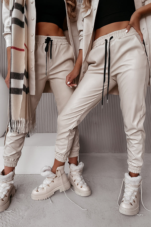 WW | Drasilla Faux Leder Elastischer Bund Taschen Jogger