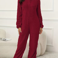 WW | Kapuzen-Lounge-Jumpsuit Für Stilvollen Winterkomfort Für Frauen