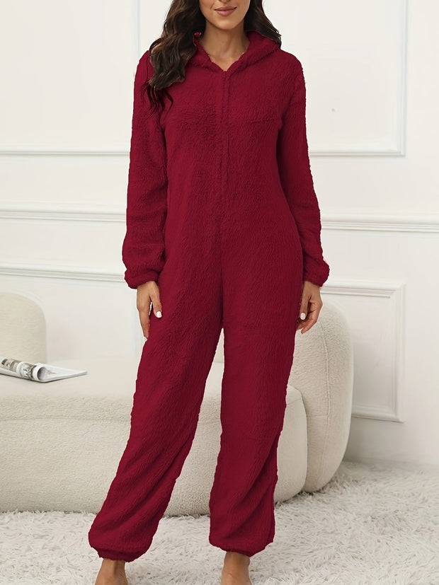 WW | Kapuzen-Lounge-Jumpsuit Für Stilvollen Winterkomfort Für Frauen