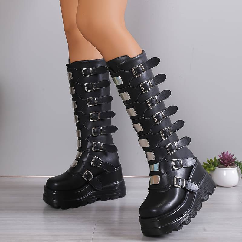 WW | Trendy Stiefel Auf Plattform mit Schnallen