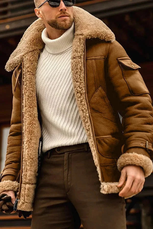 WW | Camel Stilvolle Fliegende Lederjacke Für Männer