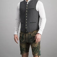 WW | Herren Trachtenweste Weste Grau Klassisch Elegant