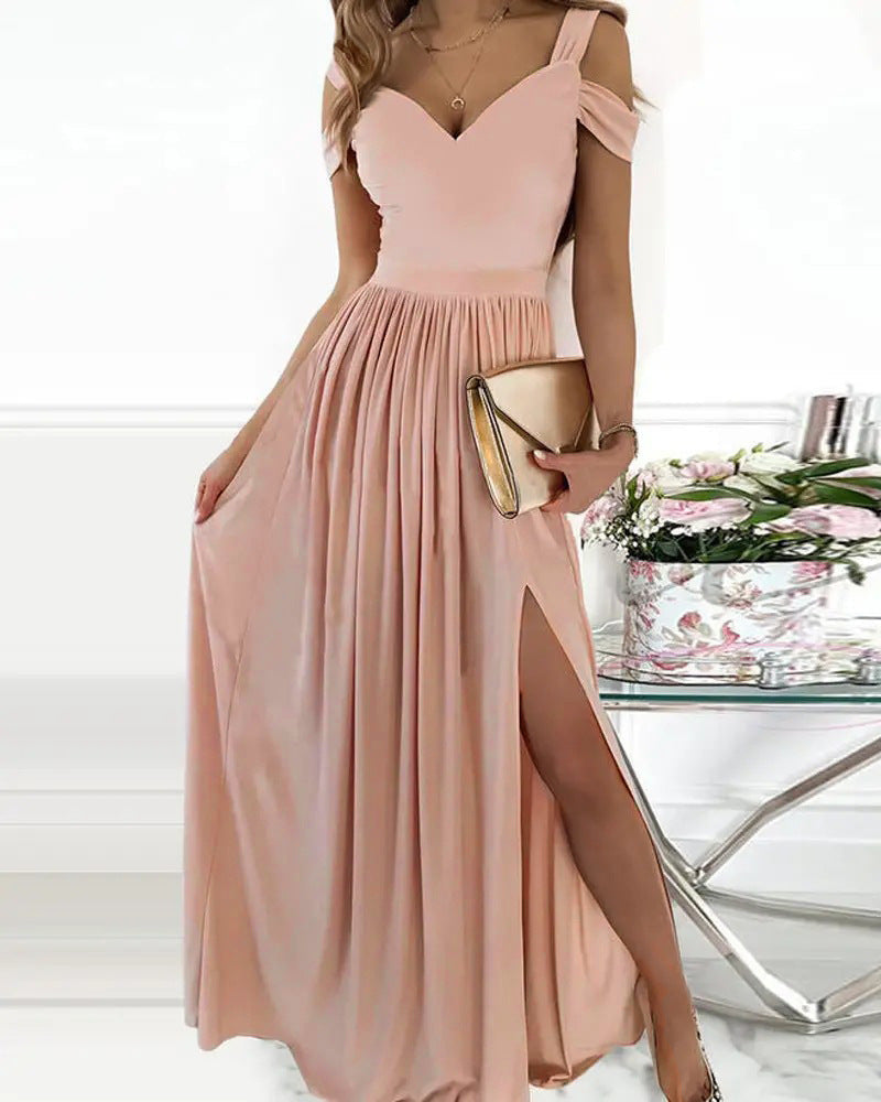WW | Boho Spaghettiträger Langes Fließendes Kleid Mit Schlitz
