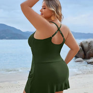 WW | Plus Size Einteiler Schwimmdress Badeanzug Bauchkontrolle Badeanzüge