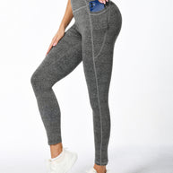 WW | Weiche Dehnbare Damen Sportleggings Mit Pohebehebung Und Taschen