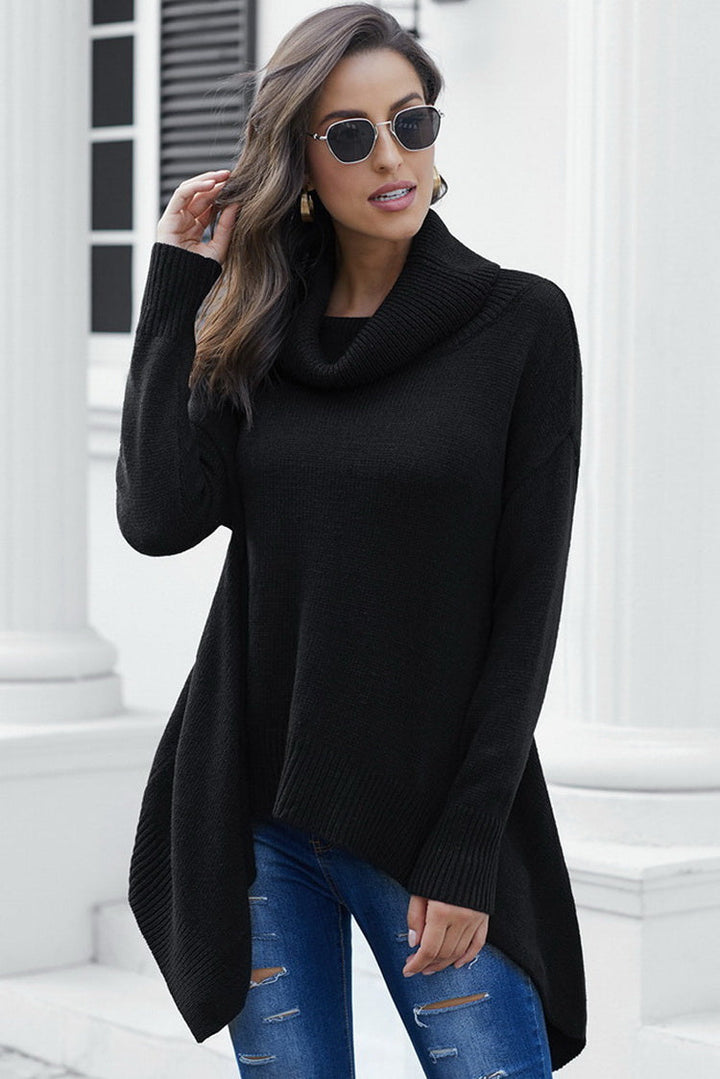 W&W Mode Highneck Asymmetrischer Pullover
