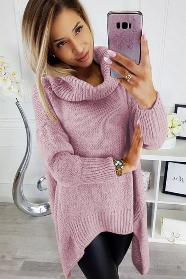 W&W Mode Highneck Asymmetrischer Pullover