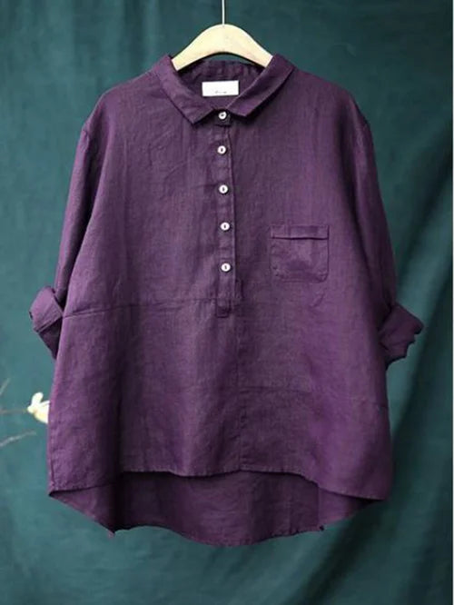 WW | Damen Leinen Langarmshirt