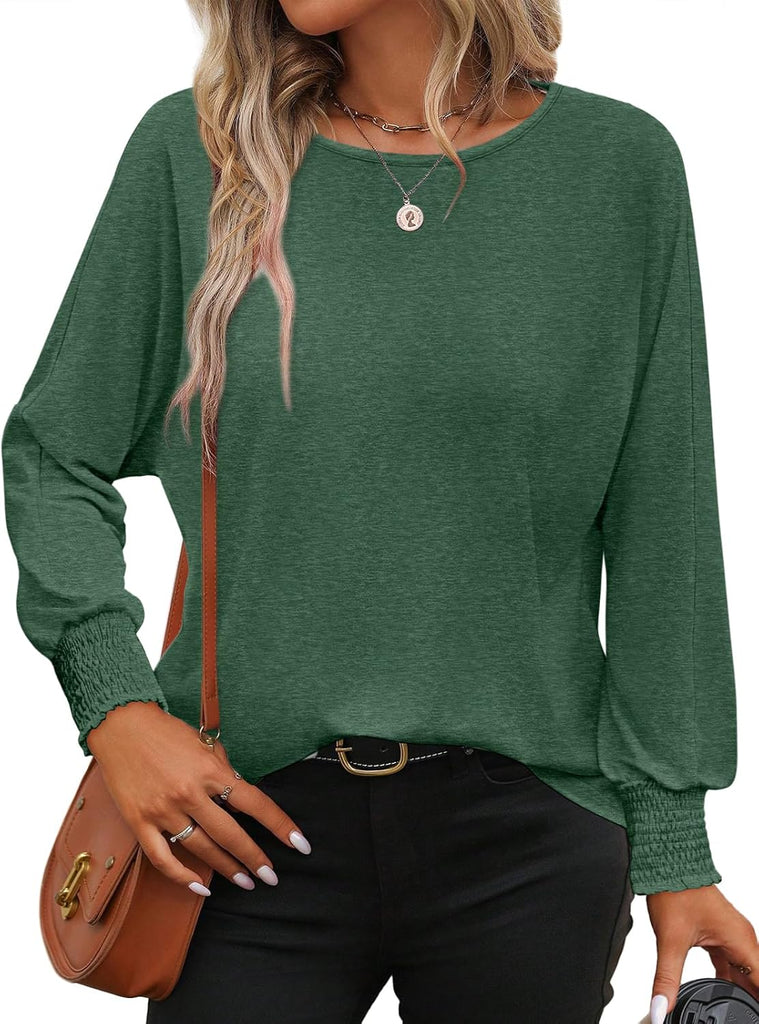 WW | Bluse mit Langen Ärmeln und Gesmokten Manschetten für Damen