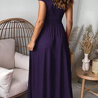 WW | Elegantes tiefes V-Ausschnitt Hochschlitz Maxikleid für Frauen