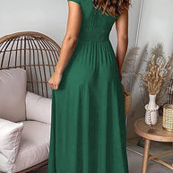 WW | Elegantes tiefes V-Ausschnitt Hochschlitz Maxikleid für Frauen