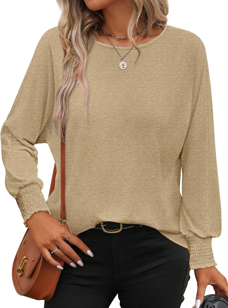 WW | Bluse mit Langen Ärmeln und Gesmokten Manschetten für Damen