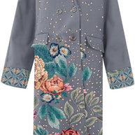 Wintermantel mit floralem Muster