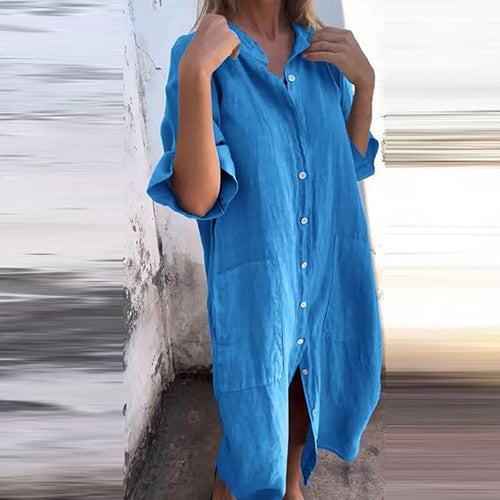 W&W - Lockeres langes Kleid mit langen Ärmeln und Seitentaschen Kleid