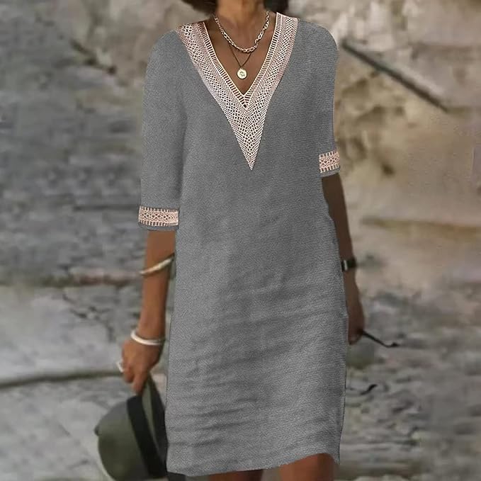 Casalina™ – Luftiges Leinen-Sommerkleid mit Stick-Details