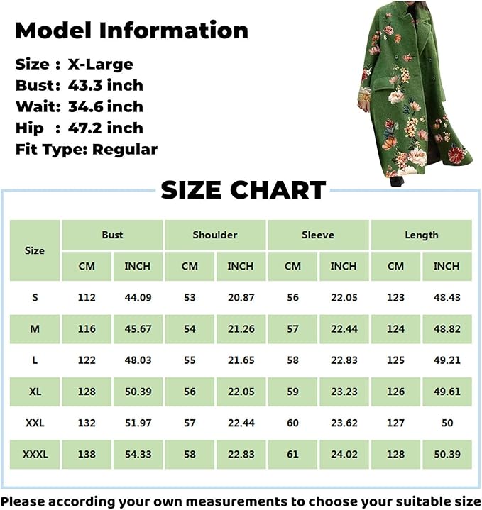 Wintermantel mit floralem Muster