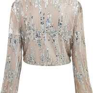 WW | Stilvolle Herbst Klassische Silber Bluse Mit Langen Ärmeln Für Frauen