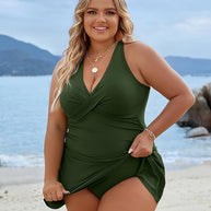 WW | Plus Size Einteiler Schwimmdress Badeanzug Bauchkontrolle Badeanzüge
