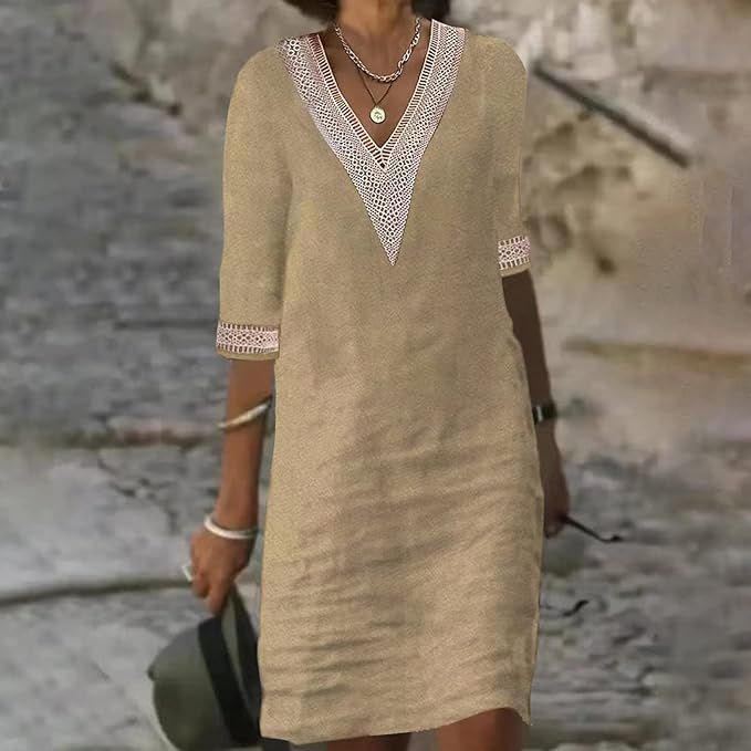 Casalina™ – Luftiges Leinen-Sommerkleid mit Stick-Details