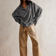 WW - Lässiges Sweatshirt Mit Knöpfen Und Lampenärmeln