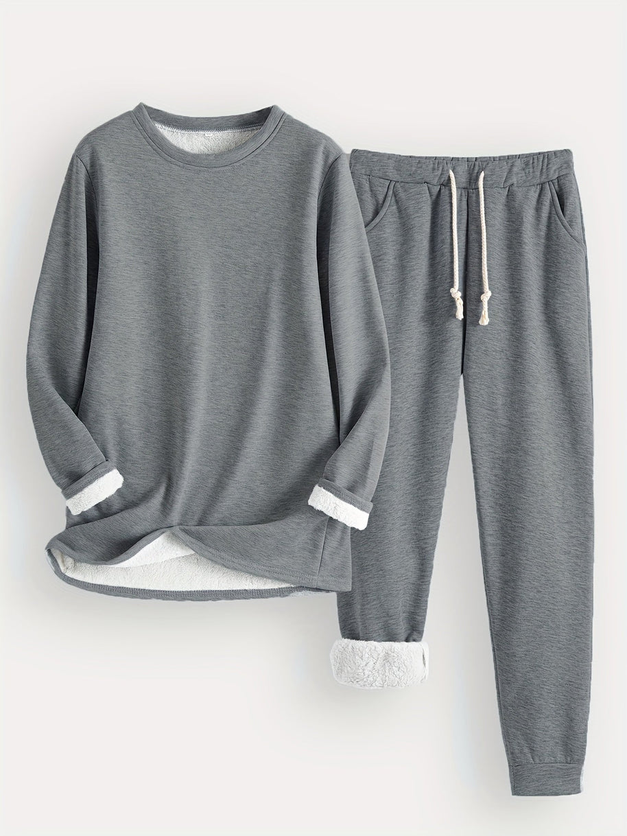 WW | Stilvolle Winter Casual Thermische Sweatshirt- und Jogginghose-Set für Frauen