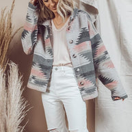 – Gewebte Jacke mit bedrucktem Kragen