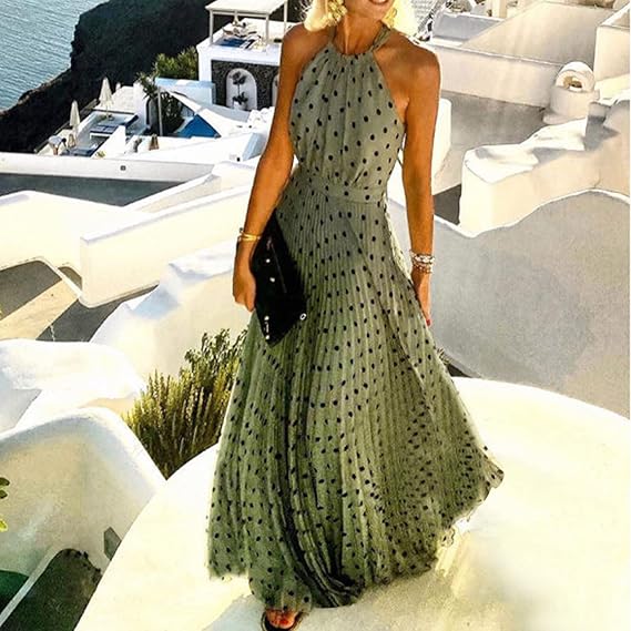 WW | Boho Drucken Patchwork Halter Plissierte Kleider