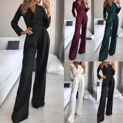 W&W Mode Langärmeliger Jumpsuit mit schmaler Passform für Frauen