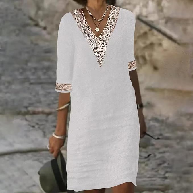 Casalina™ – Luftiges Leinen-Sommerkleid mit Stick-Details