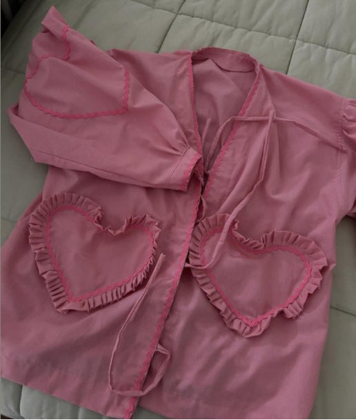 WW | Kariertes Damen V-Ausschnitt Shirt Mit Tasche Und Langarm