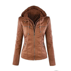 WW | Damen Lederjacke Mit Kapuze