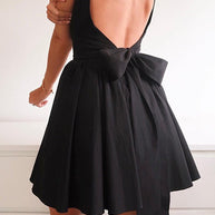 WW | Rosiedress Square Neck Schleife Knot Rückenfrei Mini Kleid