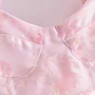 WW | Organza-Kleid mit Blumenmuster und Puffärmeln sowie Herzausschnitt