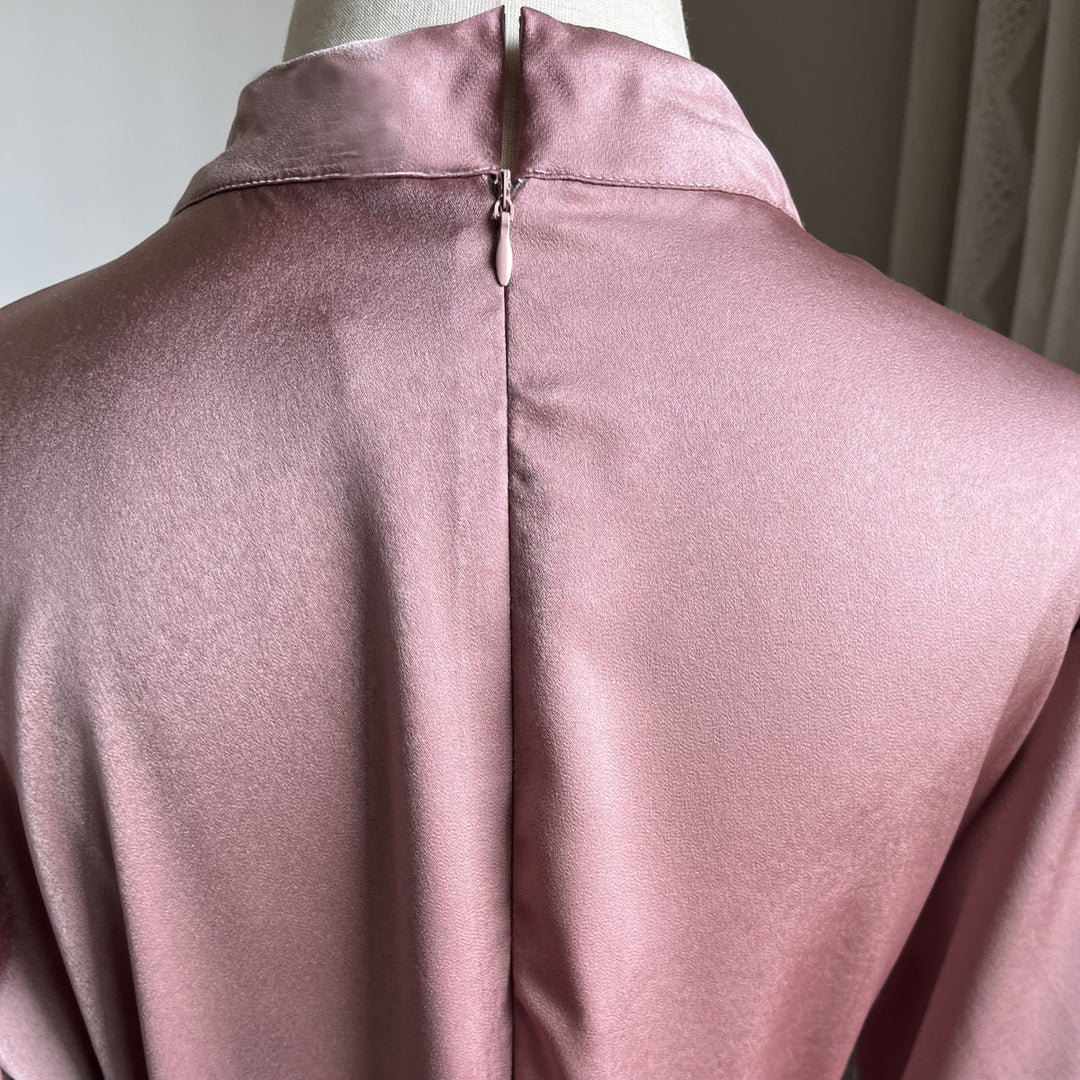 W&W Mode Elegant Satin Gebundenes Kleid