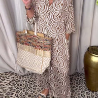 WW | Vintage Bedrucktes Maxikleid mit Reverstaschen